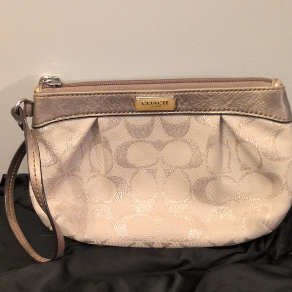 Coach Handbags - Coach Metallic Beige Wristlet